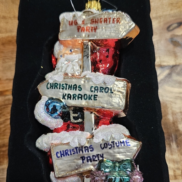 Trimsetters Santa’s Ugly Sweater Party Glass Ornament Handcrafted - Picture 2 of 4